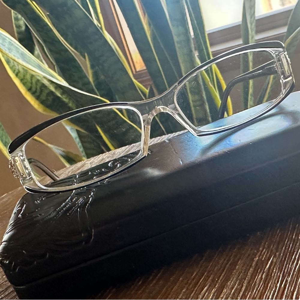 Versace Black and Silver Eyewear